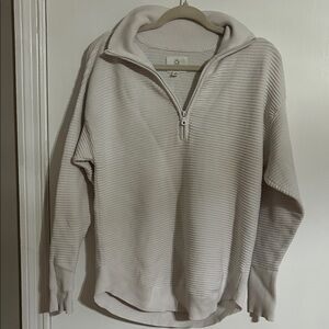Women’s Half-Zip Ribbed Sweater - white